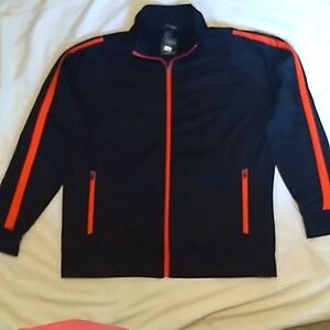 NWT Men's Halloway black and red striped zip up jacket size L